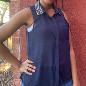 Studded Collar Button Down